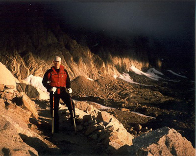 Bob hiking to the top of Mount Whitney