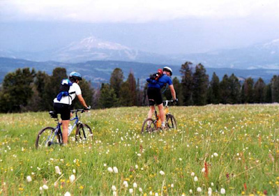 Biking below Lone Mountain