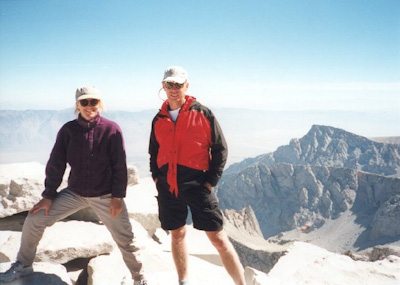 Bob and Mary Riddel on the summit of Mount Whitney