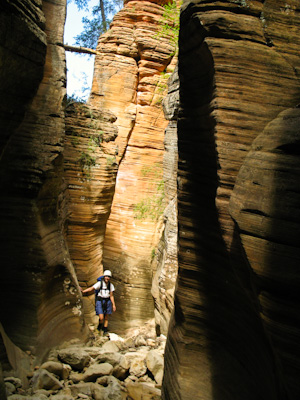 Lisa near the entry of Echo Canyon