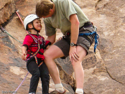 Caleb learning to climb