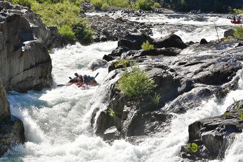 A sequence of pictures running Tunnel Chute rapid on the Middle Fork of the American River