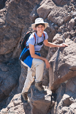 Lisa hiking to the summit of Fortification Hill