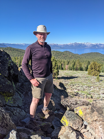 Bob high above Lake Tahoe on the Tahoe Rim Trail between Kingsbury Grade and Spooner Summit