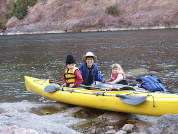 Lisa and the kids ready for a great day on the Colorado River