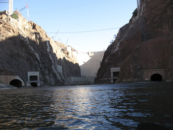 Hoover Dam as viewed from the put-in