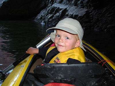 Caleb Potts on his first kayak trip