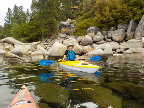 Lisa kayaking on Lake Tahoe