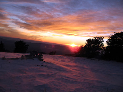 A cold, windy, sunset at about 9,500 feet in-route to Mount Charleston on December 31, 2006.