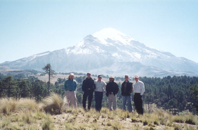 Climbing group with Pico de Orizaba in the background