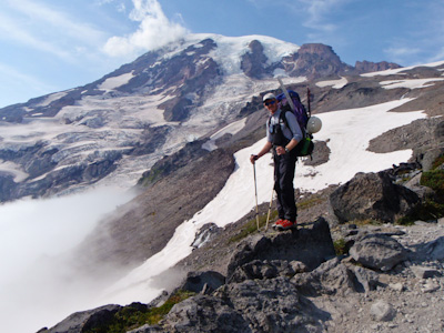 On the way down after another successful climb of Mount Rainier (14,411 feet)