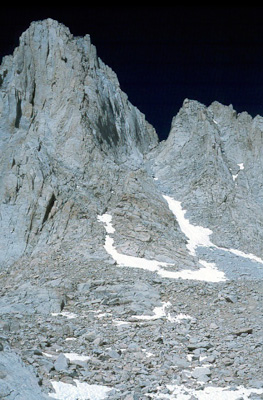 Mount Whitney and the Mountaineers Route up the right couloir