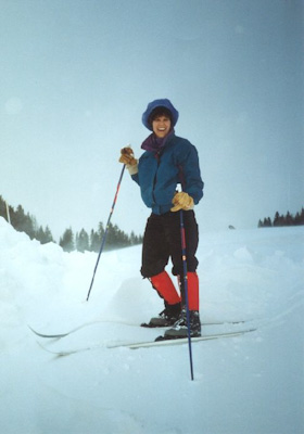 Lisa cross country skiing in southern Utah