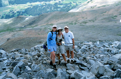 Nadya, Lisa, and Sarah almost at the top of Mount Dana