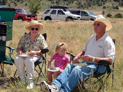 Hannah with her Grandpa and Grandma Potts