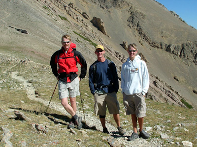 Hiking Sacagawea Peak with brother Jim and his son Alex.