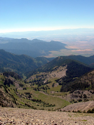 Looking south towards Bozeman from the summit of Sacagawea Peak.