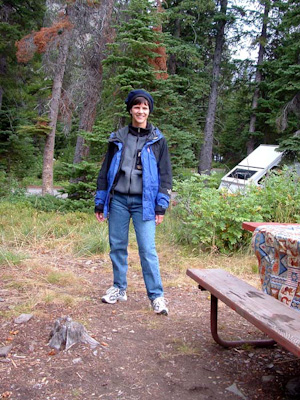 Lisa at our campground in Glacier National Park.