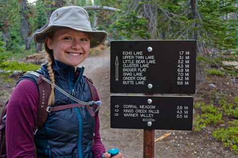 Hannah on a long hike in the backcountry of Lassen Volcanic National Park